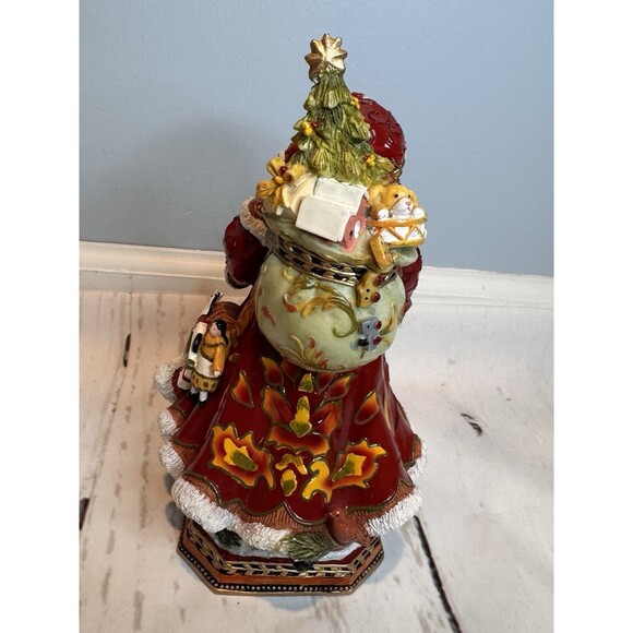 Fitz and Floyd Damask Holiday Santa Music Box- I Come all ye Faithful. - Picture 4 of 5